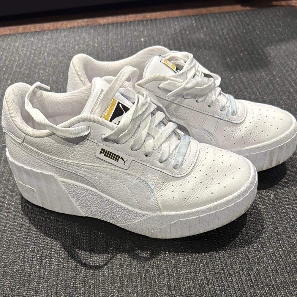 Puma Classic White Leather Sneakers - gently worn